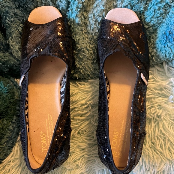 TOMS Black sequins peep-toe wedge **RETIRED** - Picture 5 of 7